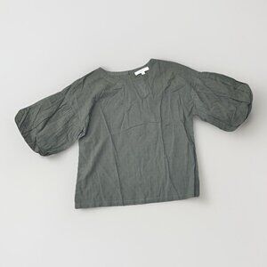 Loft Green Lightweight Eyelet Puff Sleeve Top